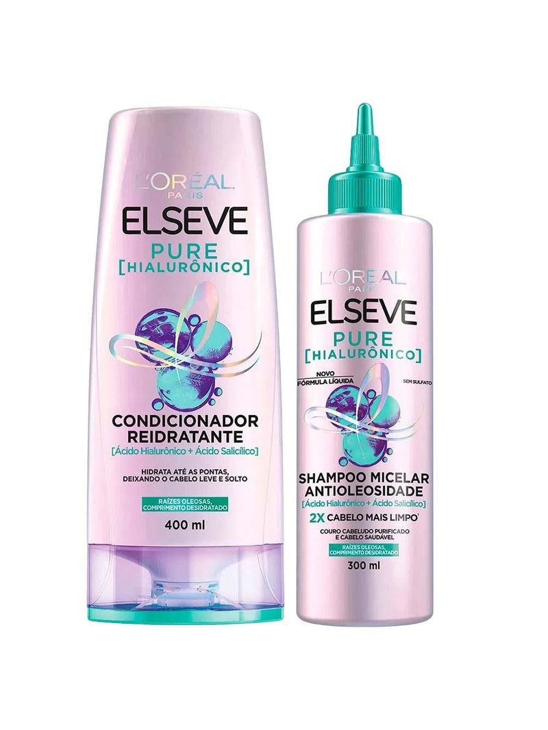Elseve pure hialurônico kit - shampoo micelar + condicionador