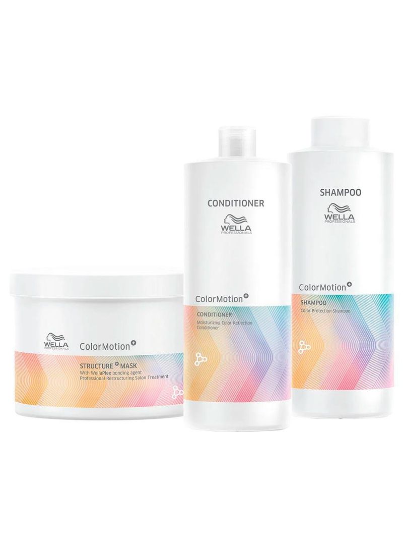 Wella color motion profissional kit – shampoo + condicionador + máscara