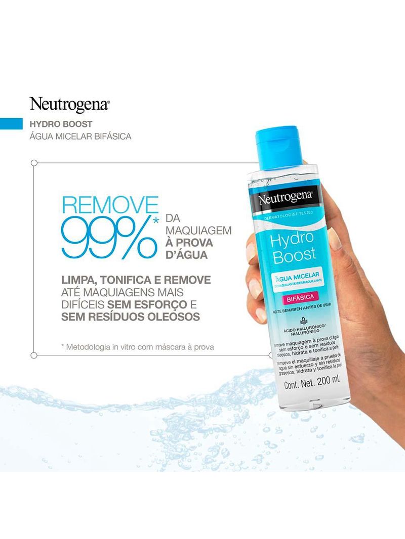 Água micelar bifásica demaquilante neutrogena hydro boost