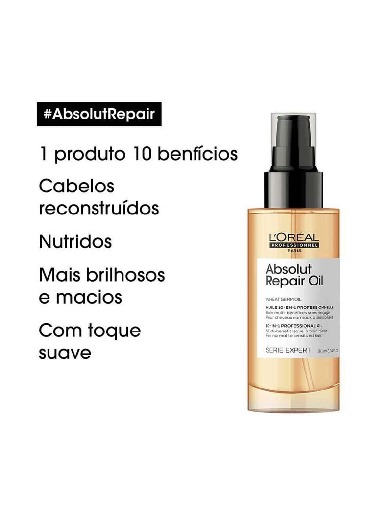 Óleo capilar multi-benefícios 10 em 1 para cabelos secos e danificados l'oréal professionnel absolut repair