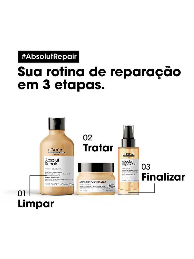 Óleo capilar multi-benefícios 10 em 1 para cabelos secos e danificados l'oréal professionnel absolut repair