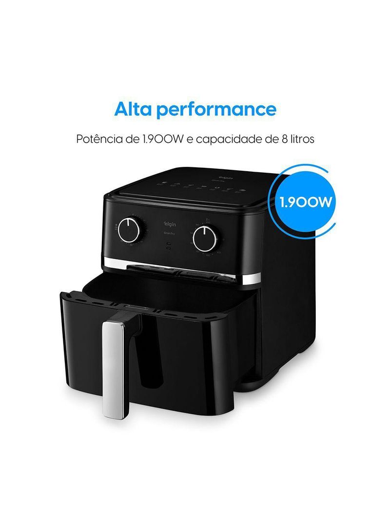 Fritadeira Air fryer Gran Fry 8 Litros 1750W Preta Grelha Removível 220V