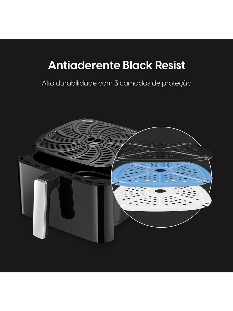 Fritadeira Air fryer Gran Fry 8 Litros 1750W Preta Grelha Removível 220V