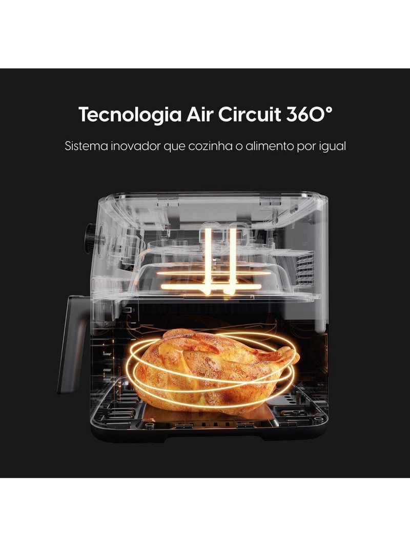 Fritadeira Air fryer Gran Fry 8 Litros 1750W Preta Grelha Removível 220V