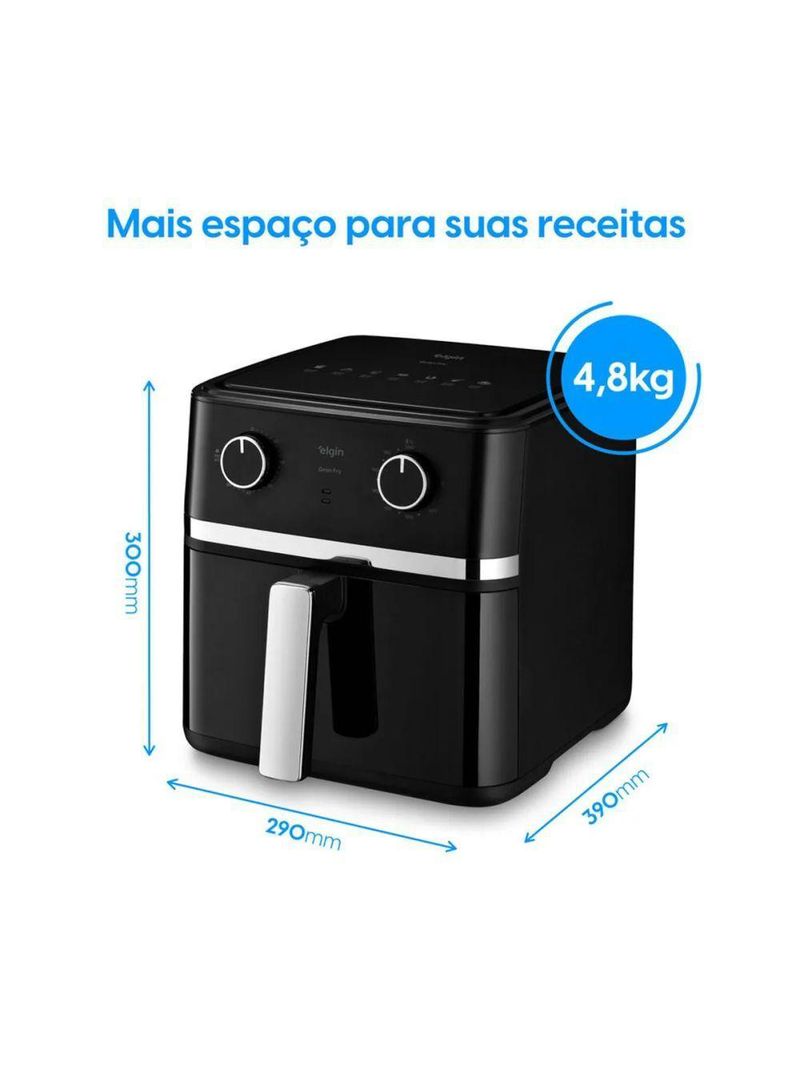 Fritadeira Air fryer Gran Fry 8 Litros 1750W Preta Grelha Removível 220V