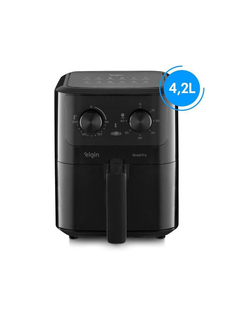 Fritadeira Air Fryer Quad Fry 1400W 4,2L Preta Com Tecnologia Air Circuit 360° 220V