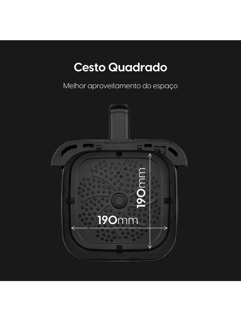 Fritadeira Air Fryer Quad Fry 1400W 4,2L Preta Com Tecnologia Air Circuit 360° 220V