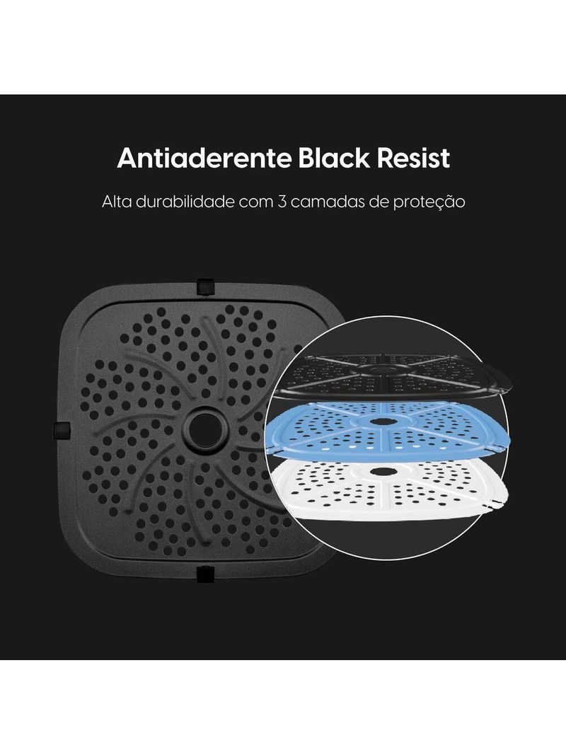 Fritadeira Air Fryer Quad Fry 1400W 4,2L Preta Com Tecnologia Air Circuit 360° 220V