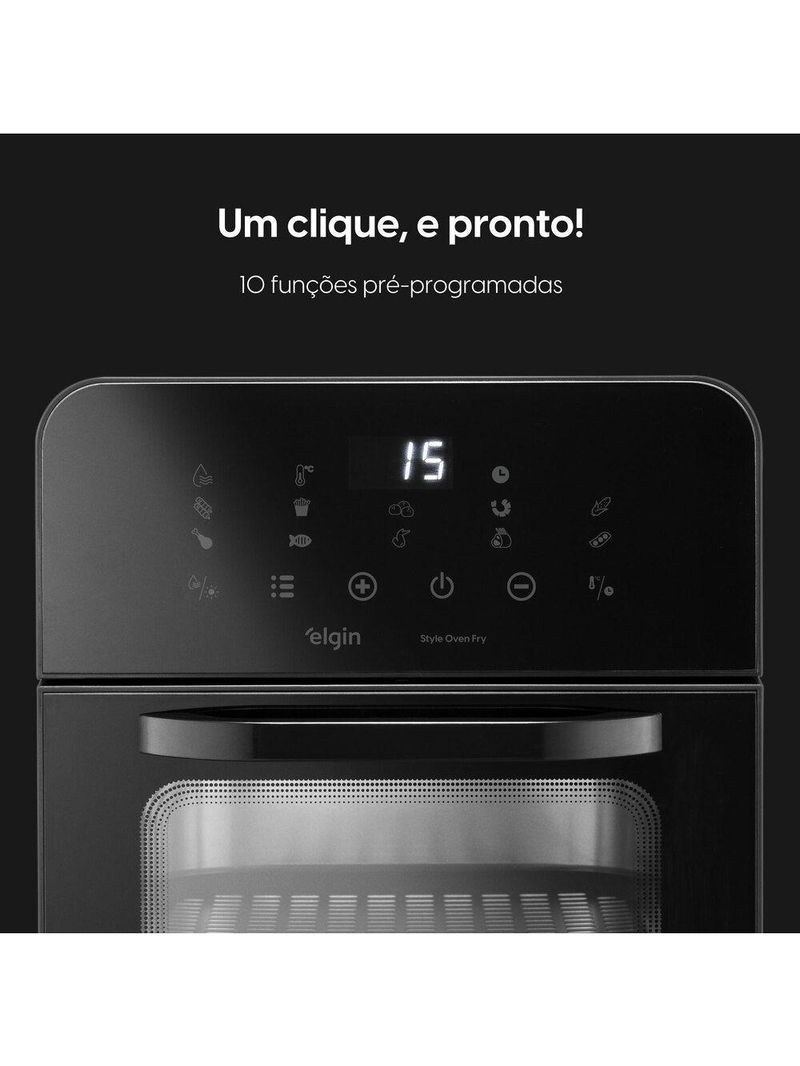 Fritadeira Air Fryer Forno Style Oven Fry 10 Litros 110v 1400w Grelha Removível Com Painel Digital