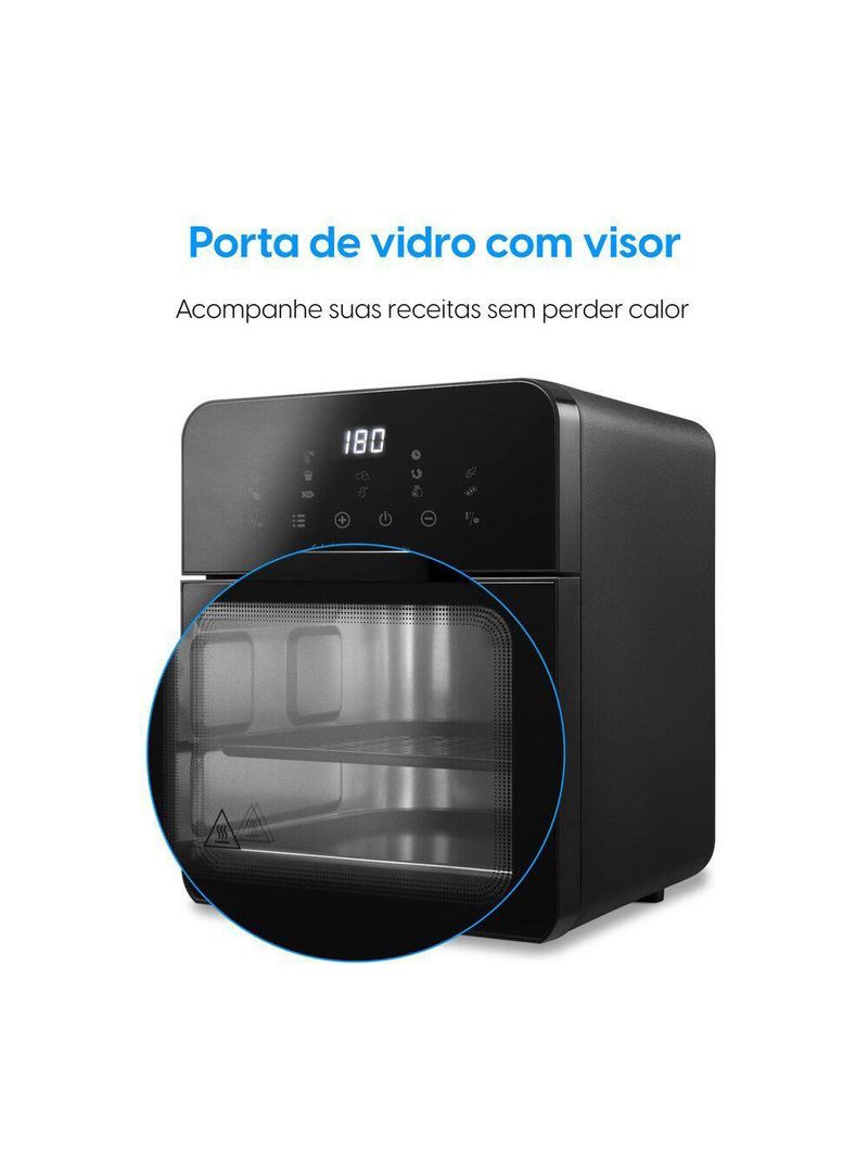 Fritadeira Air Fryer Forno Style Oven Fry 10 Litros 110v 1400w Grelha Removível Com Painel Digital