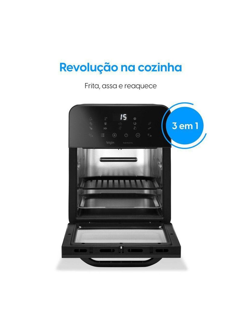 Fritadeira Air Fryer Forno Style Oven Fry 10 Litros 110v 1400w Grelha Removível Com Painel Digital