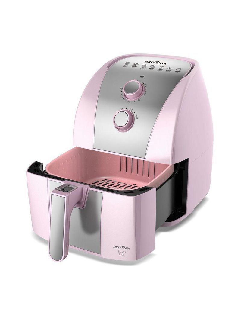 Air Fryer Rosa Britânia 5,5L Sem Óleo 1500W BAFE53 110V