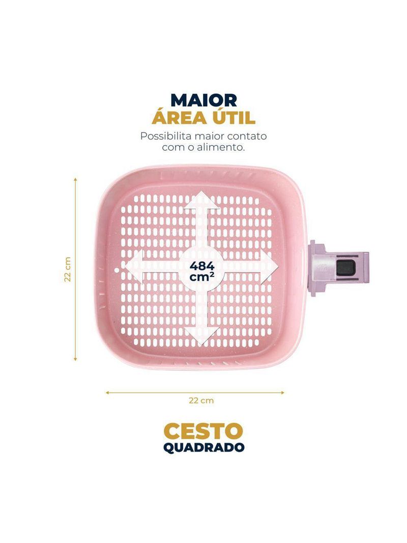 Air Fryer Rosa Britânia 5,5L Sem Óleo 1500W BAFE53 110V