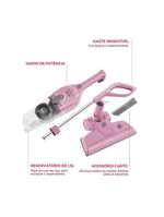 Aspirador de Pó Rosa Vertical Britânia 2 em 1 1400W BASE30 220V