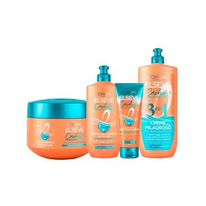 Elseve cachos longo dos sonhos kit – creme noturno + creme de tratamento + creme de pentear + creme 3 em 1
