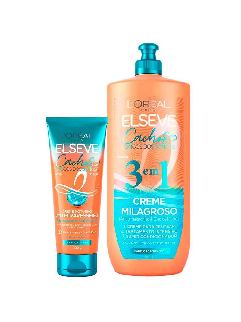 Elseve cachos longos dos sonhos kit - creme noturno + creme 3 em 1