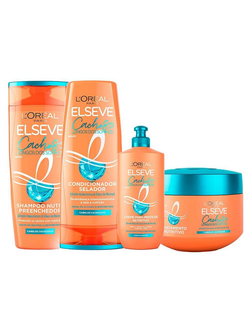 Elseve cachos longos dos sonhos kit - shampoo + condicionador + máscara+ creme de pentear