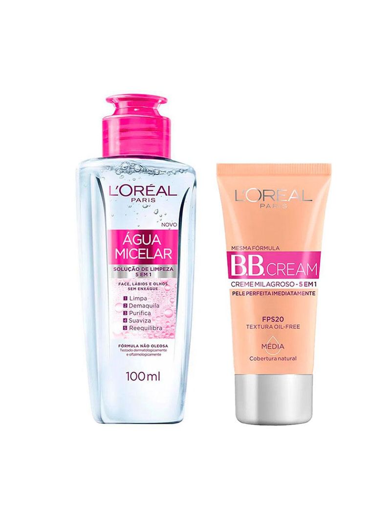 L'oréal paris kit skin care - Água micelar + bb cream médio