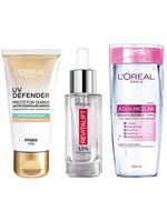 L'oréal paris revitalift uv defender kit – Água micelar 5 em 1 + sérum + protetor solar uv defender fps 60 cor clara