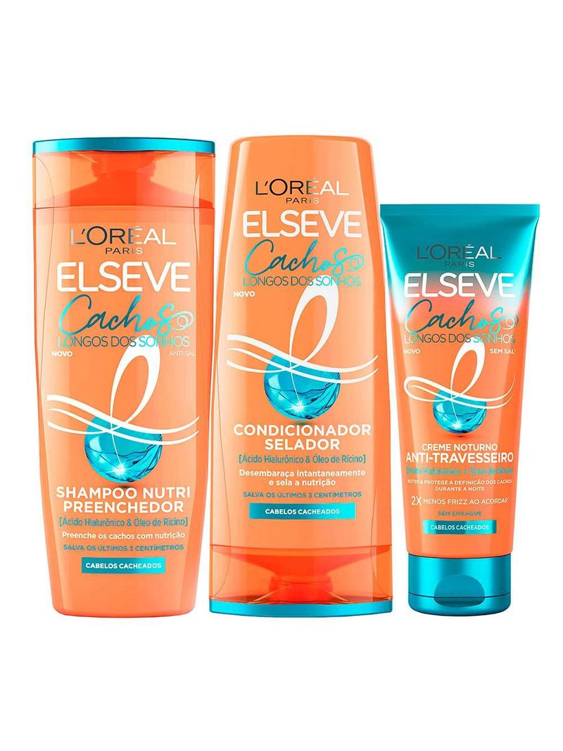 Elseve cachos dos sonhos kit – shampoo + condicionador + creme noturno