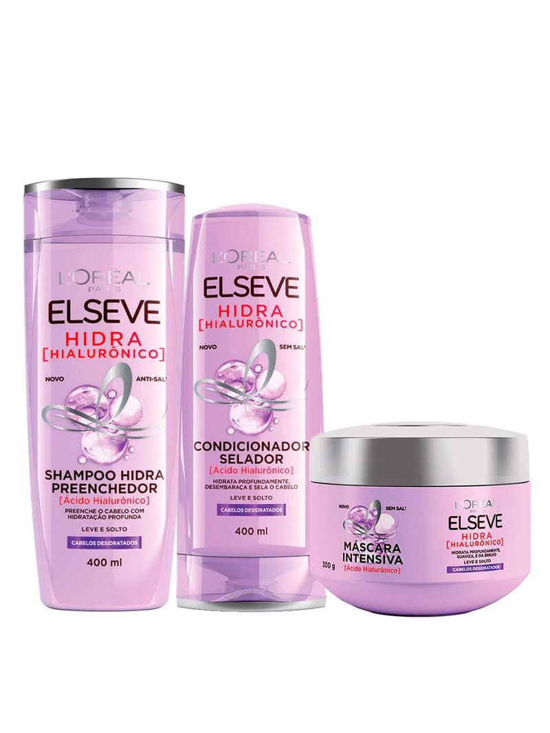 Elséve hidra hialurônico kit - shampoo + condicionador + máscara