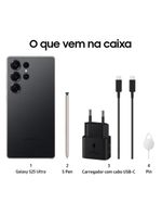 Smartphone samsung galaxy s25 ultra titânio preto 256gb, tela 69", 12gb ram, ai inteligência artificial, ip68, s-pen, snapdragon 8 elite e 4 câmeras