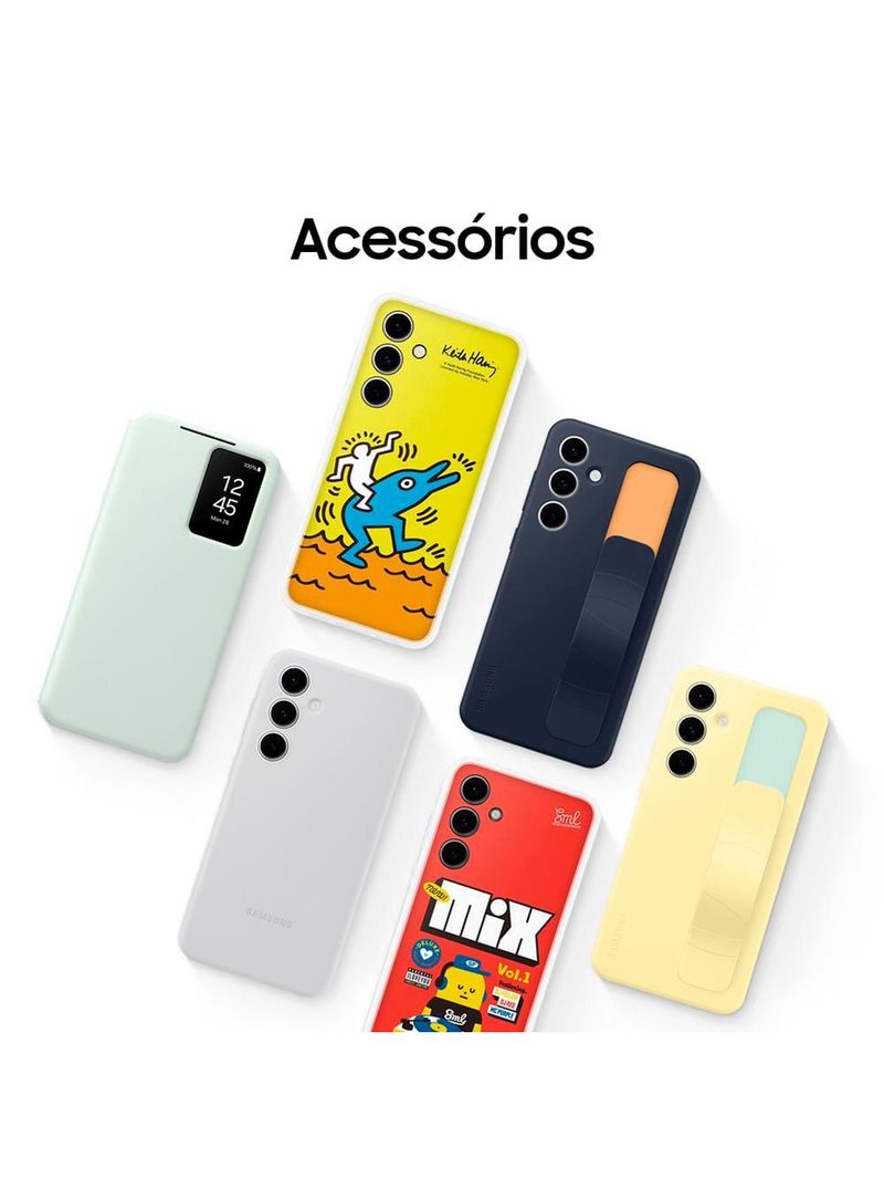 Smartphone samsung galaxy s24 fe 5g cinza 128gb, 8gb ram, galaxy ai, câmera traseira 50mp, tela 67" 60-120hz, ip68 e processador exynos 2400e