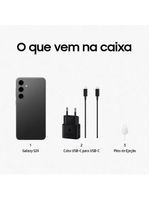 Smartphone samsung galaxy s24 5g preto 128gb, tela 62”, 8gb ram, inteligência artificial, ip68, processador exynos 2400, câmera tripla traseira