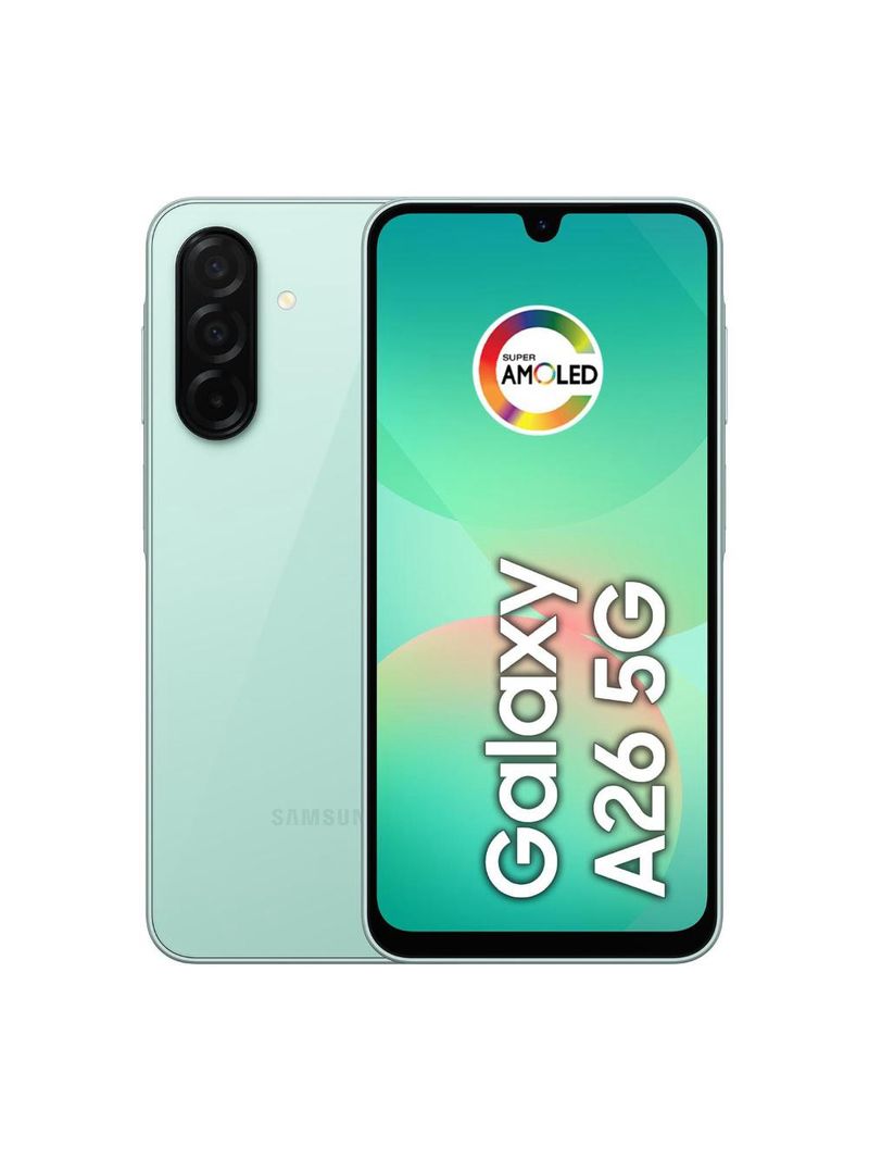 Smartphone samsung galaxy a26 tela 67" 256gb 5g câmera tripla 50mp verde