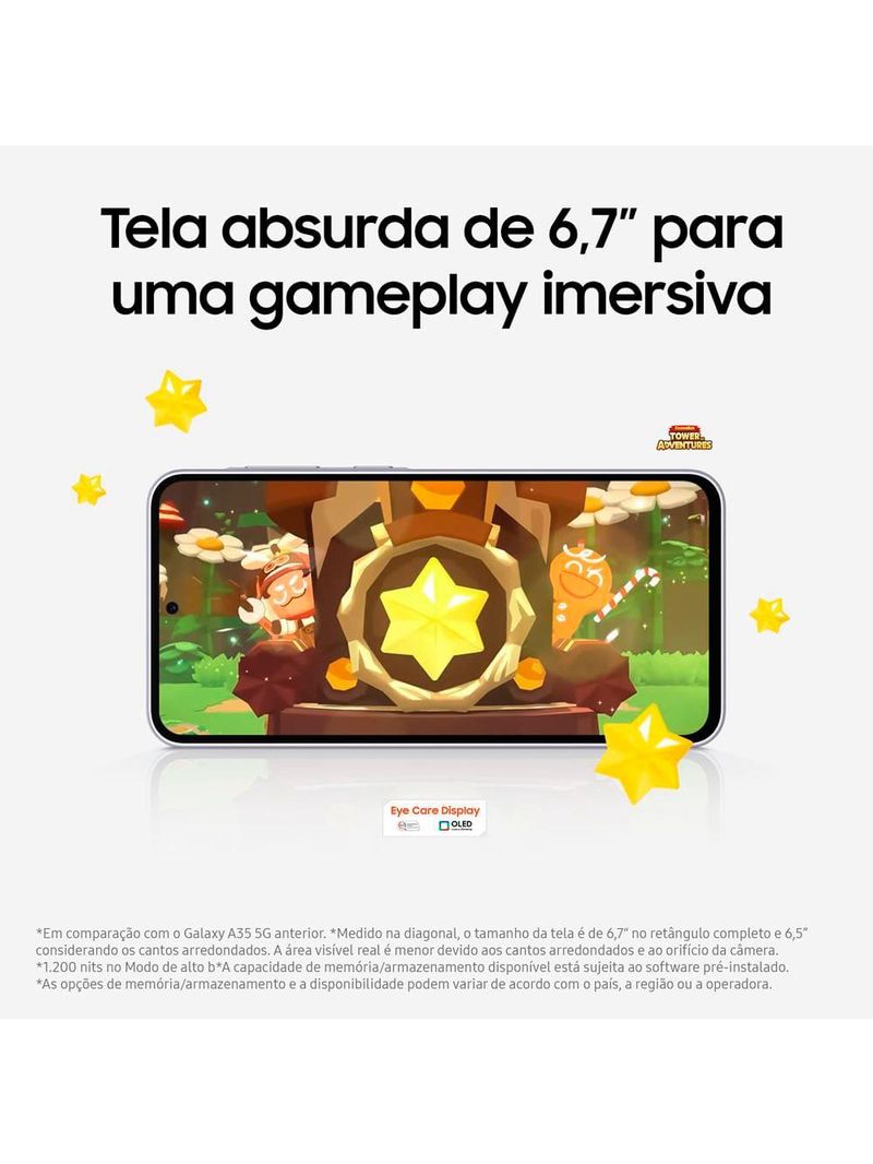 Smartphone samsung galaxy a36 5g branco 128gb, 6gb ram, câmera tripla até 50mp, tela super amoled 67", ip67, nfc, recursos ai e snapdragon 6 gen 3