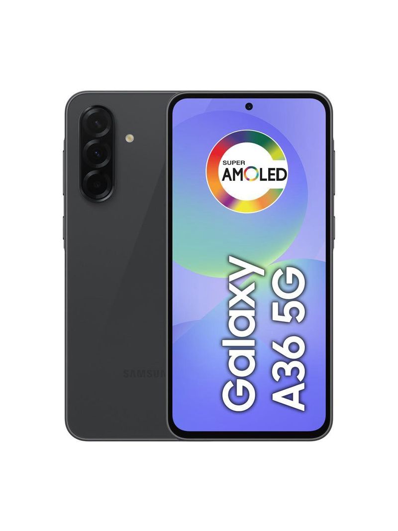 Smartphone samsung galaxy a36 5g preto 128gb, 6gb ram, câmera tripla até 50mp, tela super amoled 67", ip67, nfc, recursos ai e snapdragon 6 gen 3