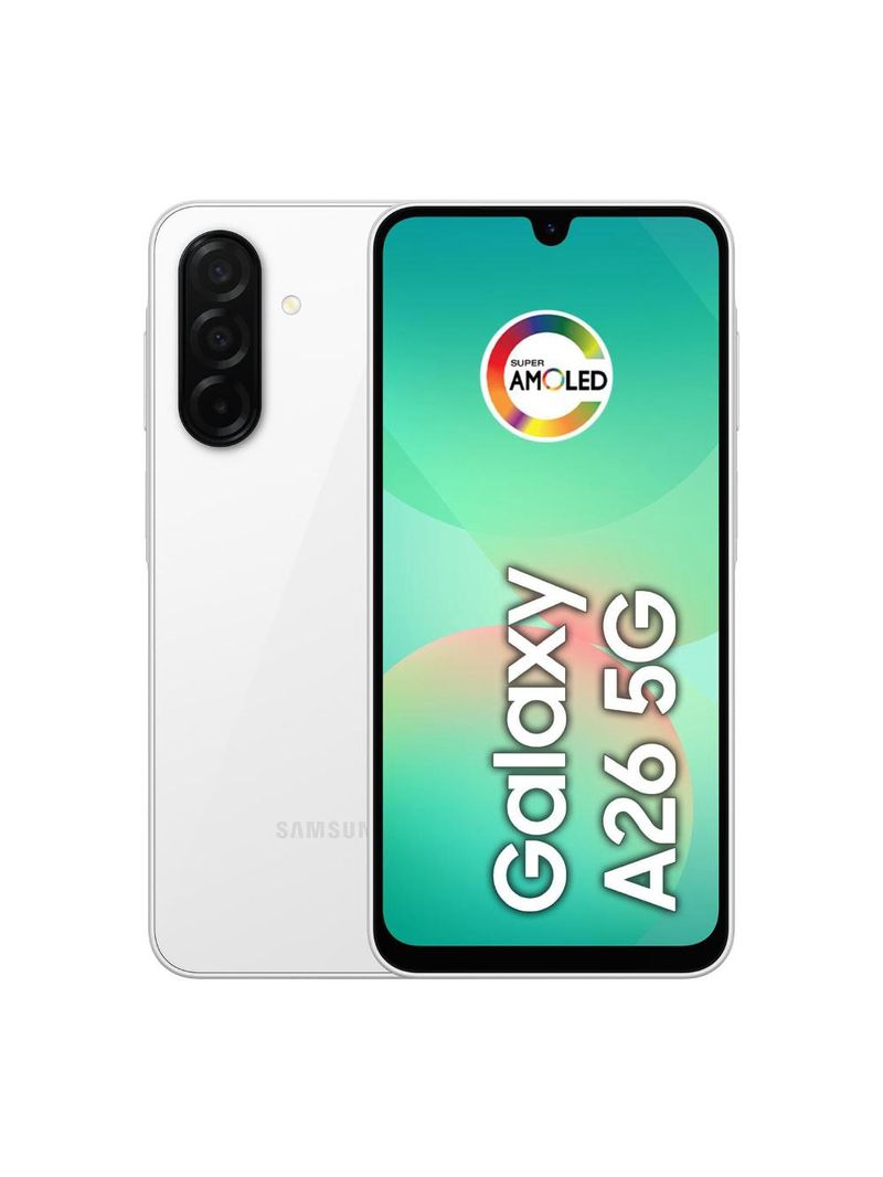 Smartphone samsung galaxy a26 tela 67" 256gb 5g câmera tripla 50mp branco