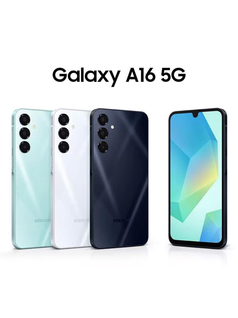 Smartphone samsung galaxy a16 5g azul escuro, 128gb, 4gb ram, câmera de até 50mp, tela 67", nfc, ip54, bateria 5000 mah e processador exynos 1330