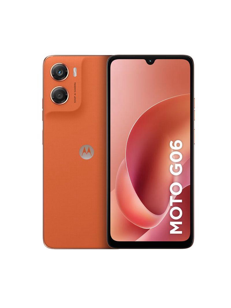 Smartphone motorola moto g06 4g tela 6,9” 128gb câmera 50mp laranja