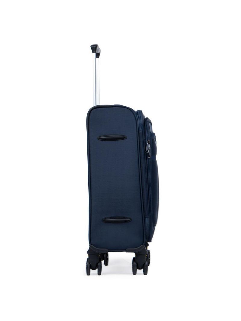 Mala de viagem pequena poliéster 4 rodas 360º removíveis com cadeado embutido lyon azul escuro