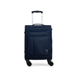 Mala de viagem pequena poliéster 4 rodas 360º removíveis com cadeado embutido lyon azul escuro