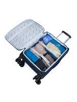 Mala de viagem pequena poliéster 4 rodas 360º removíveis com cadeado embutido lyon azul escuro