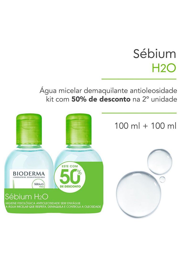 Kit bioderma h2o sebium Água micelar antioleosidade com 2 unidades
