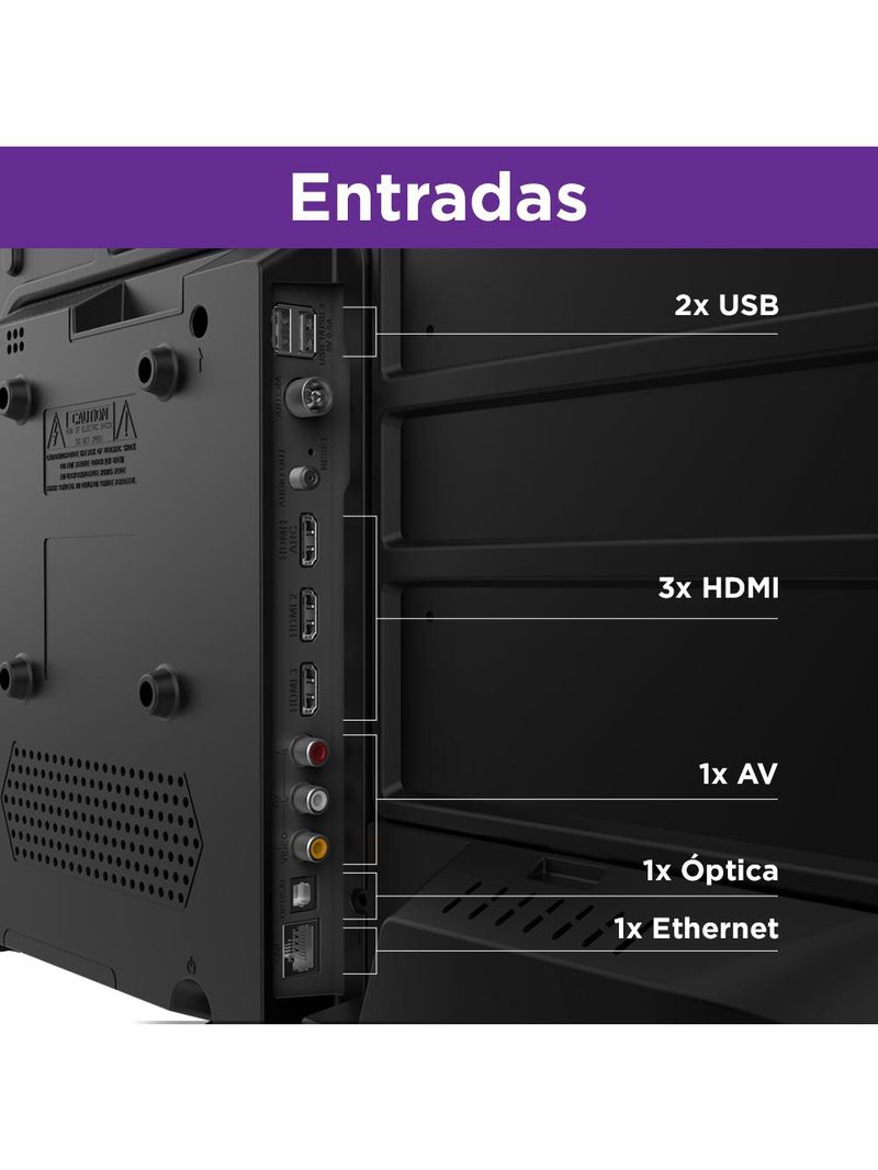 Smart tv multi roku 32" com imagem hd 3 hdmi 2 usb - tl052m