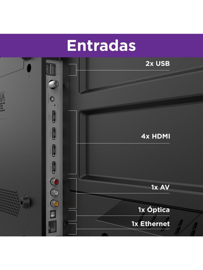Multi roku tv 50" smart com imagem 4k 4 hdmi 2 usb compatível com alexa e google home - tl059m