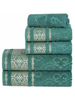 Jogo de banho toalhas malau decorado algodão 5 peças - verde erva doce