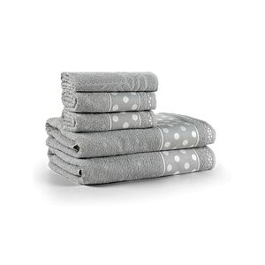 Jogo de banho meggy poá bolinhas toalhas macias 100% algodão 5 peças cinza granito