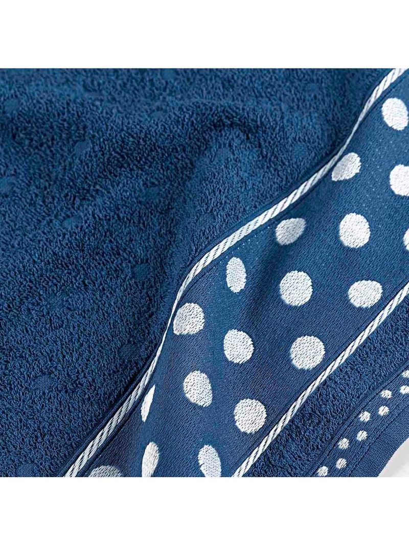 Jogo de banho meggy poá bolinhas toalhas macias 100% algodão 5 peças azul marinho e pérola