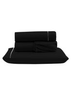 Jogo cama lençol unique solteiro micro percal 400 fios ponto palito 3 peças - preto