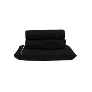 Jogo cama lençol unique solteiro micro percal 400 fios ponto palito 3 peças - preto
