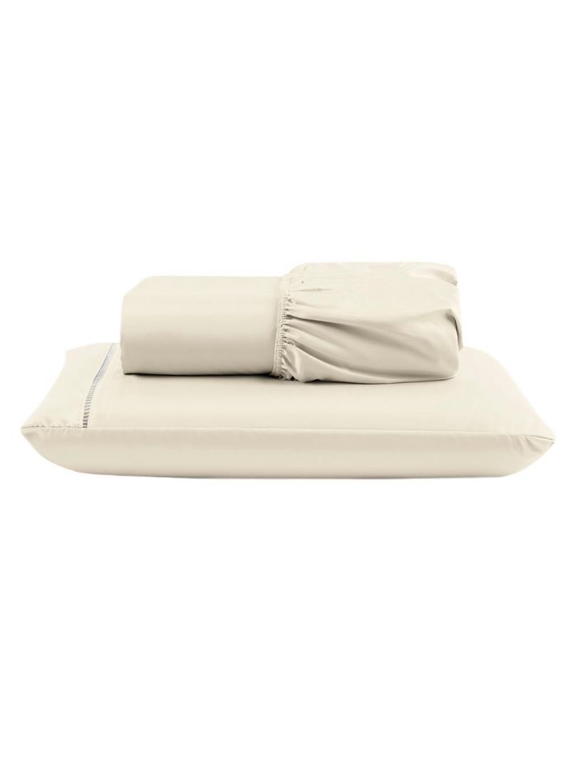 Jogo cama lençol unique solteiro micro percal 400 fios ponto palito 2 peças - palha