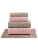 Jogo de banho blume toalhas macias 100% algodão fio penteado 5 peças rosa e bege