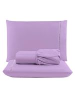 Jogo cama lençol unique queen micro percal 400 fios ponto palito 3 peças - lilás