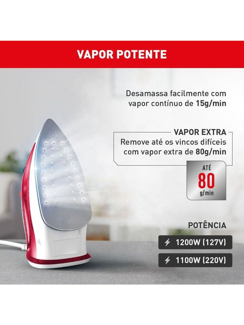 Ferro De Passar A Vapor Essentialgliss Arno FMQ Rosa E Branco 220V