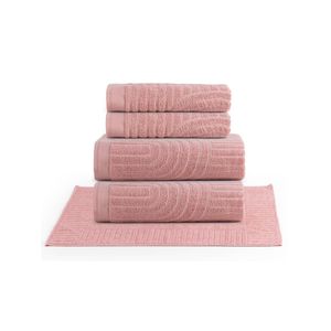 Jogo de banho dunna toalhas macias 100% algodão fio penteado 5 peças nuvem rosa
